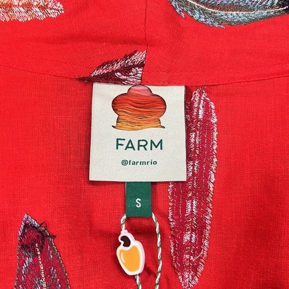 Farm Rio Spring Plume Embroidered Feathers Kimono In Red Multi NWT Size Small - Picture 12 of 15